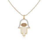 natural citrine evil eye hamsa hand necklaces in yellow gold vermeil